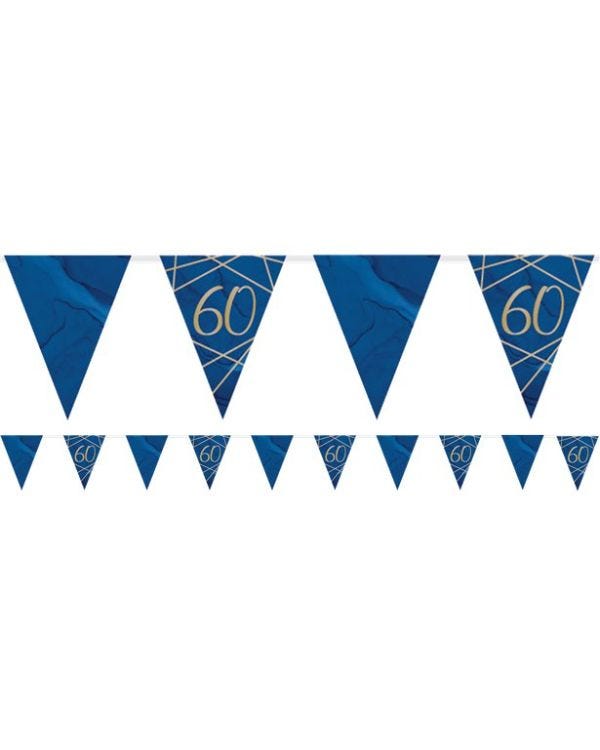 Navy &amp; Gold Geode 60th Birthday Paper Bunting - 3.7m