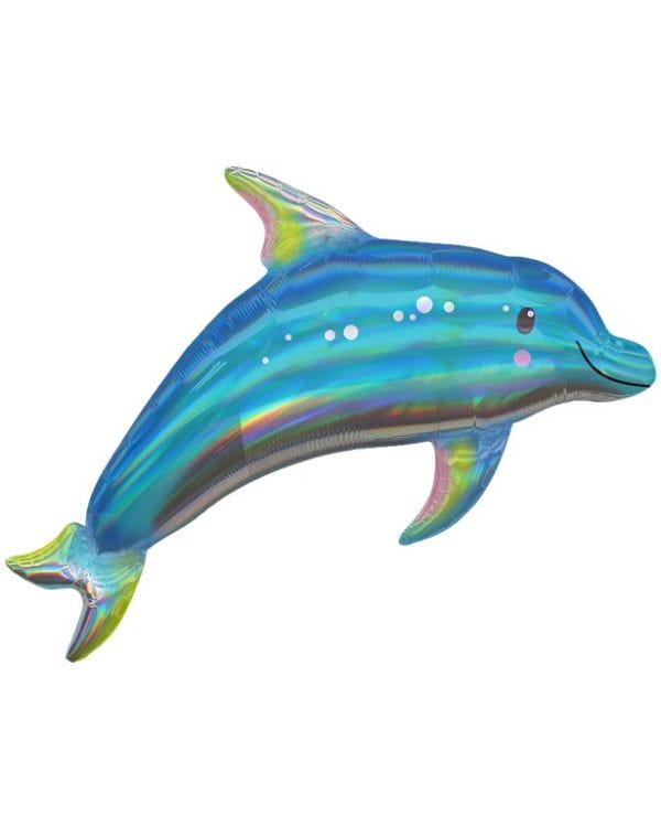Blue Dolphin Iridescent SuperShape Balloon - 29&quot; Foil