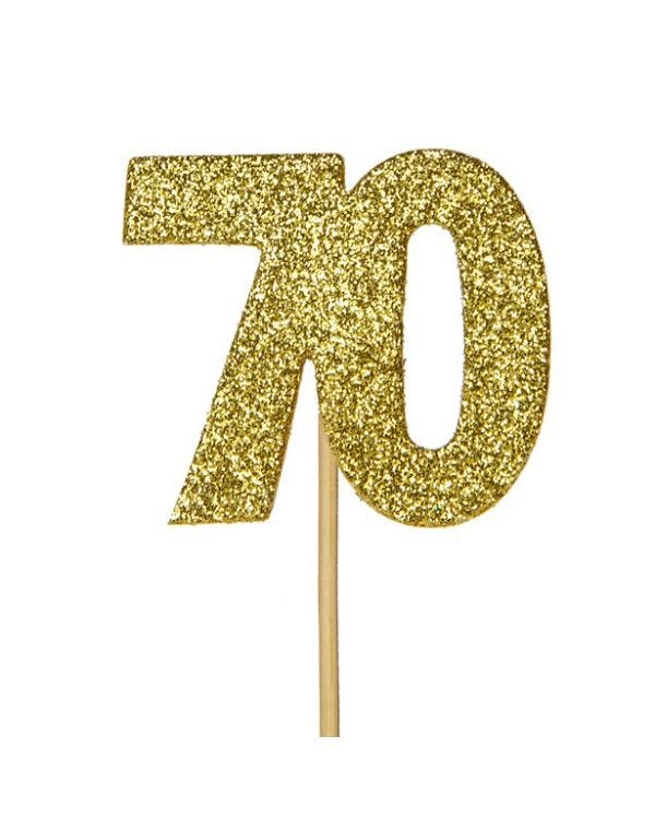 Gold 70 Glitter Cupcake Topper