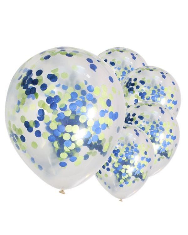 Blue &amp; Green Mix Confetti Balloons - 12&quot; (5pk)