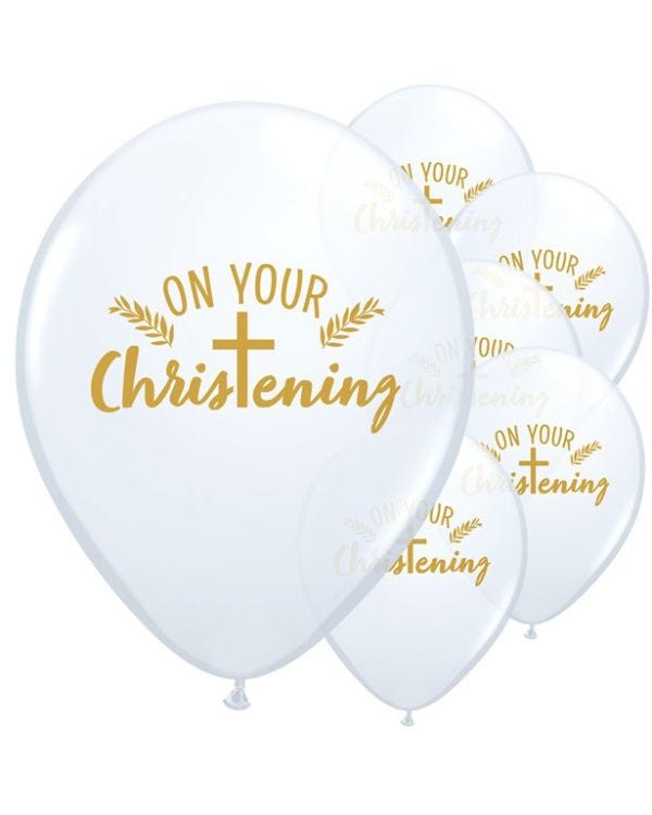 White Christening Balloons - 11&quot; Latex (25pk)
