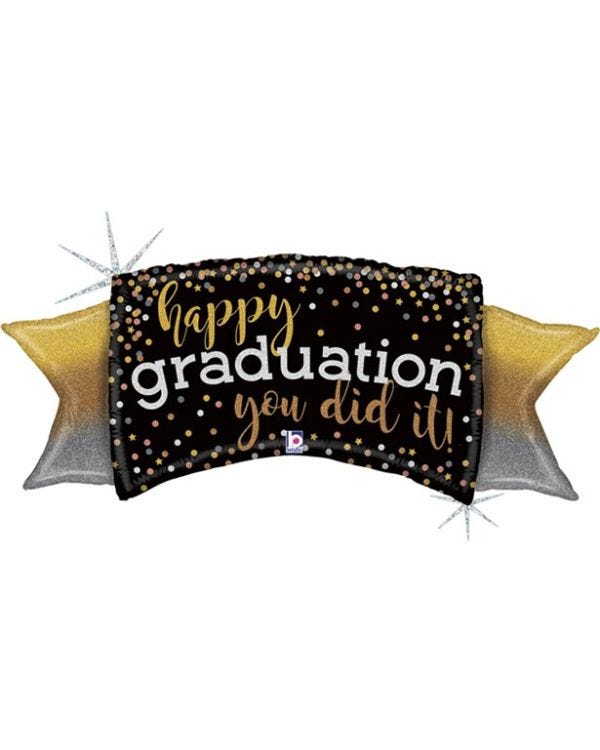 Happy Graduation Banner Supershape Foil Balloon - 46&quot;