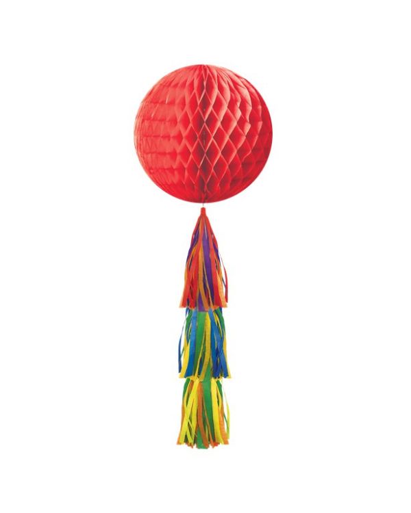 Rainbow Honeycomb Ball with Tassel Tail - 71cm