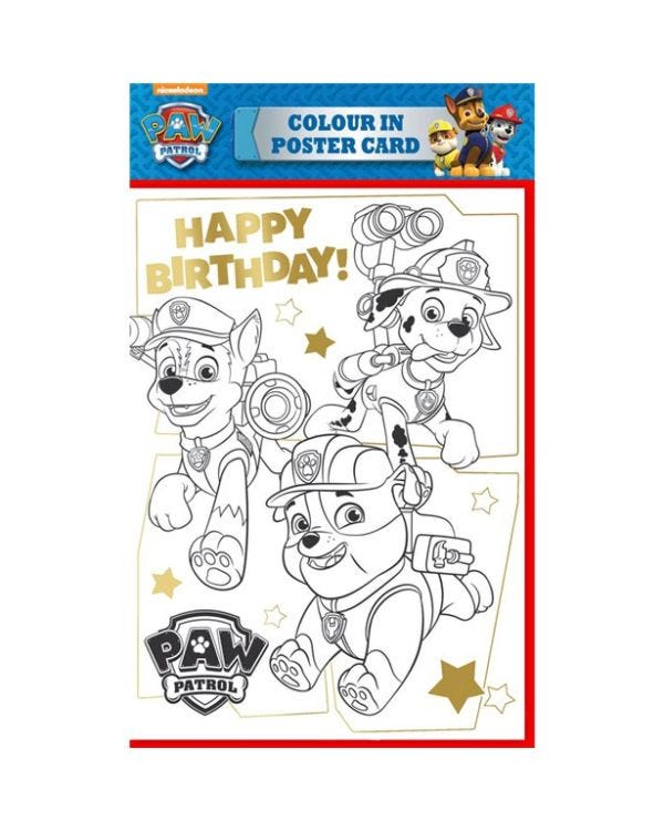 Paw Patrol Colour In Poster Card