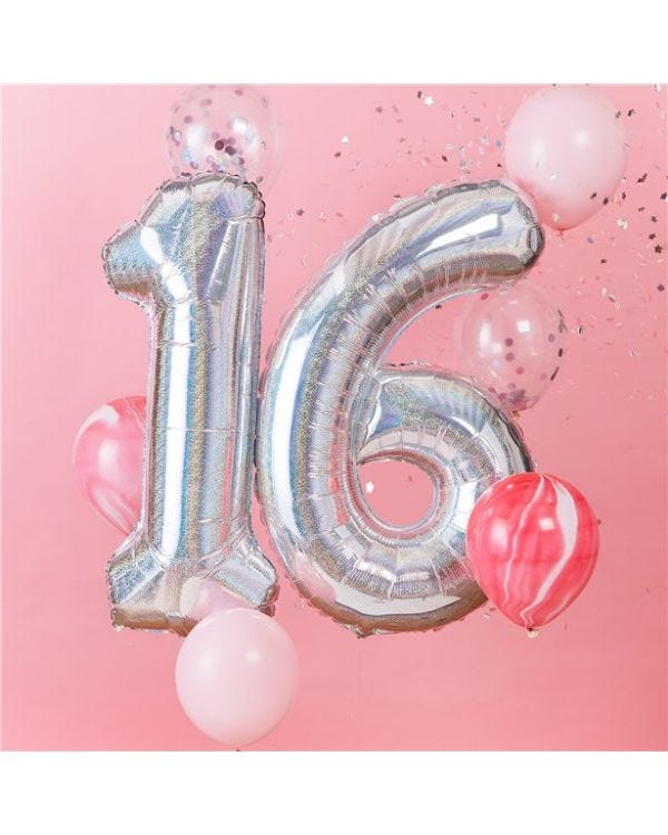 Age 16 Iridescent Balloon Kit (Foil Balloons)