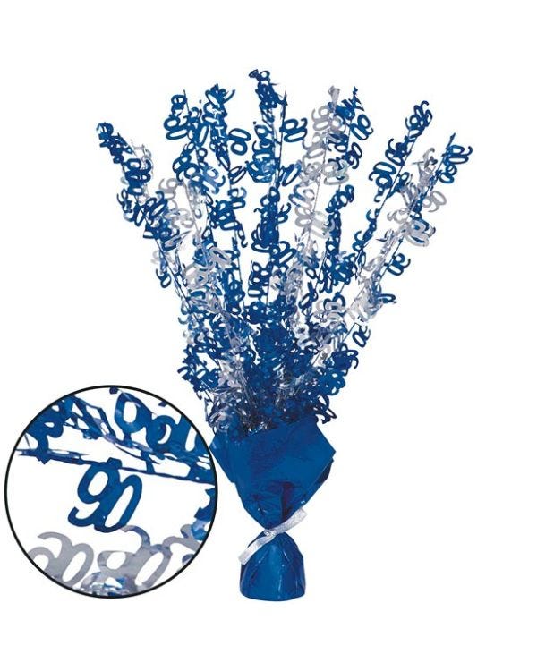 90th Blue Foil Centrepiece - Table Decoration 43cm