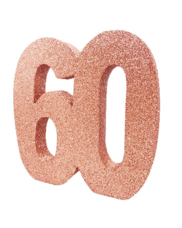 Age 60 Rose Gold Glitter Table Decoration
