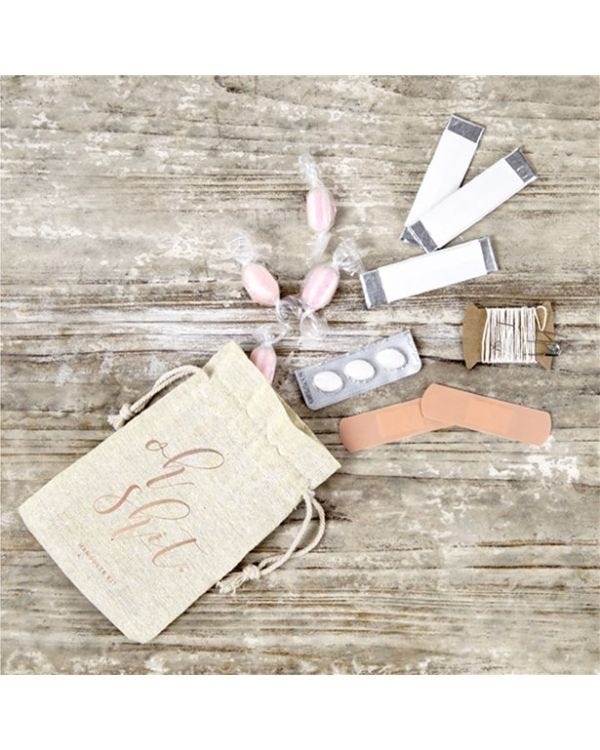Rose Gold &#039;Oh Shit&#039; Cotton Hangover Kit Pouches (10pk)