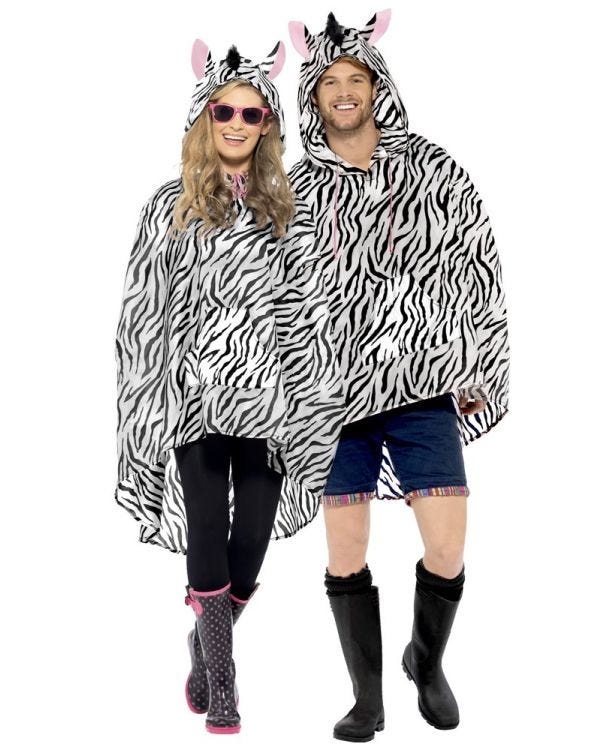Zebra Party Poncho - Adult Costume