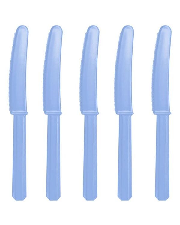 Baby Blue Reusable Plastic Knives - 20pk