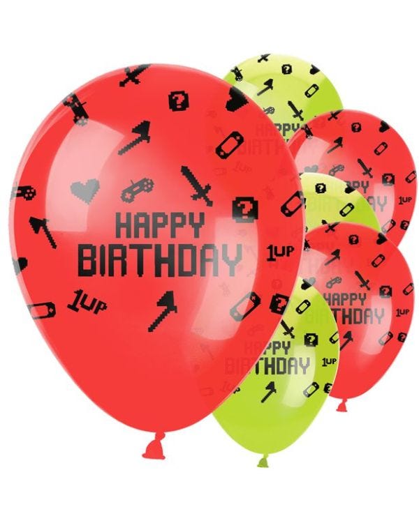 Game On &#039;Happy Birthday&#039; Latex Balloons - 12&quot; (6pk)