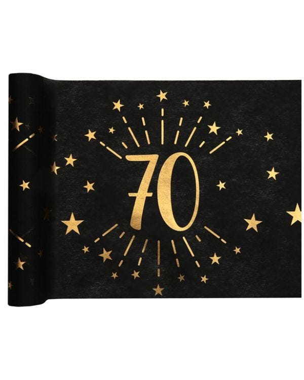 70th Black Metallic Fabric Table Runner - 5m