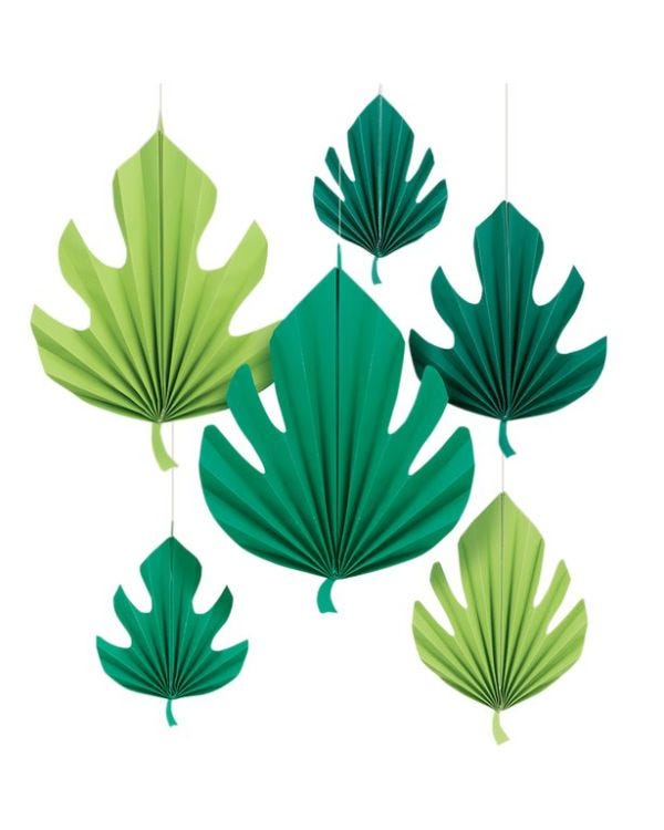 Palm Leaf Paper Fan Decorations (6pk)