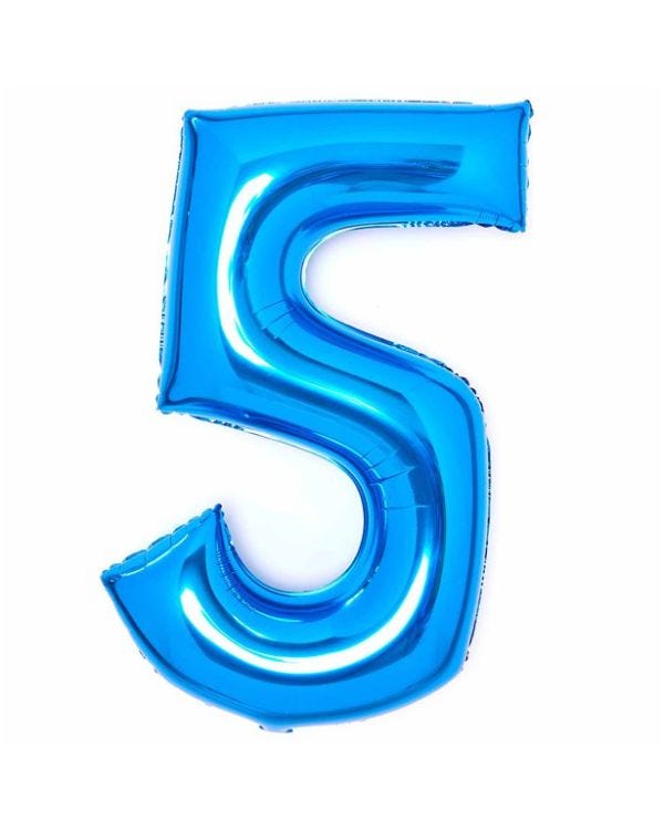 Number 5 Blue Foil Balloon - 34&quot;