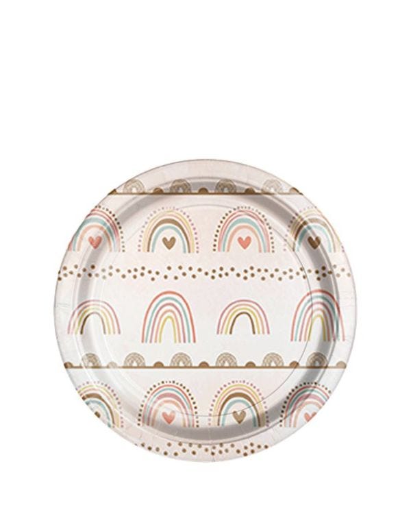 Boho Rainbow Paper Plates - 18cm (8pk)
