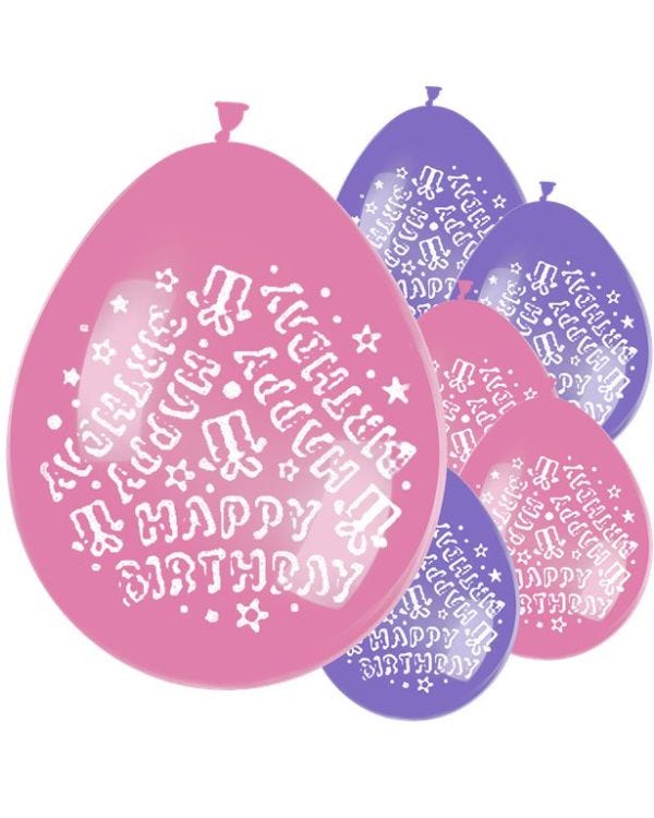 Pink Happy Birthday Balloons - (Balloons) (10pk)