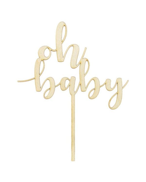 Wooden Oh Baby Cake Topper - 17cm