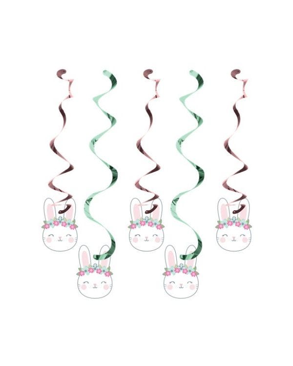 Birthday Bunny Hanging Swirl Decorations (5pk)