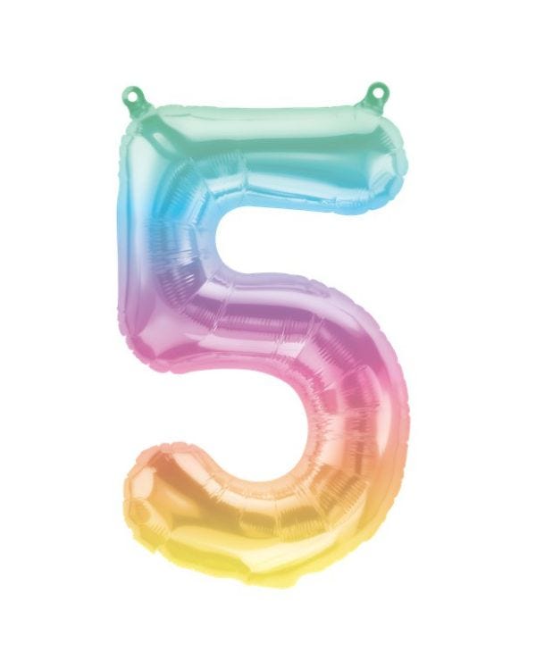 Pastel Ombre Number 5 Balloon - 16&quot; Foil