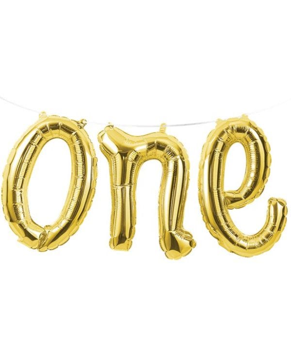 Age One Gold Phrase Balloon Bunting - 12&quot; Foil