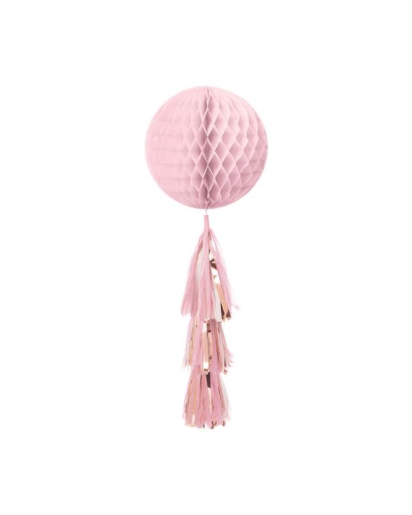 Rose Gold Blush Honeycomb Ball with Tassel Tail - 71cm