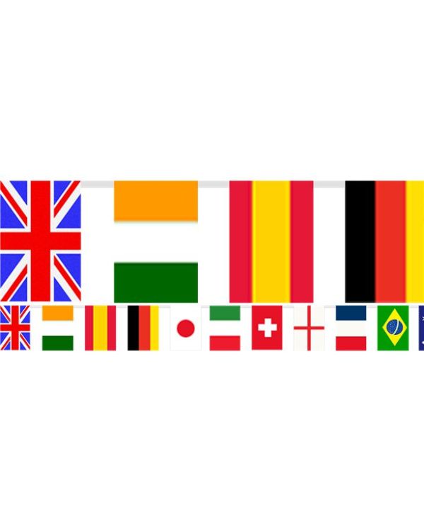 Multi Nations Flags Plastic Bunting - 7m
