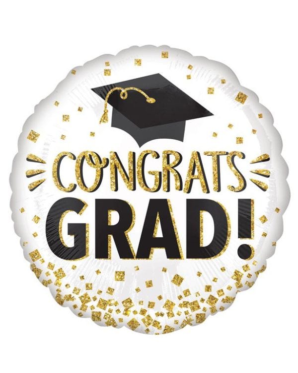 Congratulations Grad Gold Glitter Foil Balloon - 18&quot;