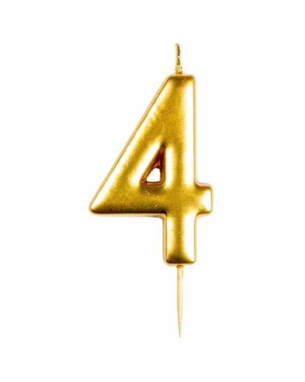 Number 4 Gold Candle