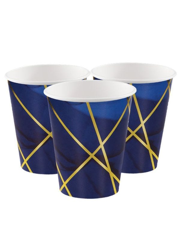 Navy and Gold Geode Foil Paper Cups - 354ml (8pk)