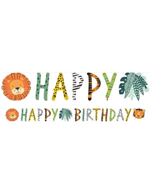 Get Wild Safari &#039;Happy Birthday&#039; Paper Banner - 1.8m