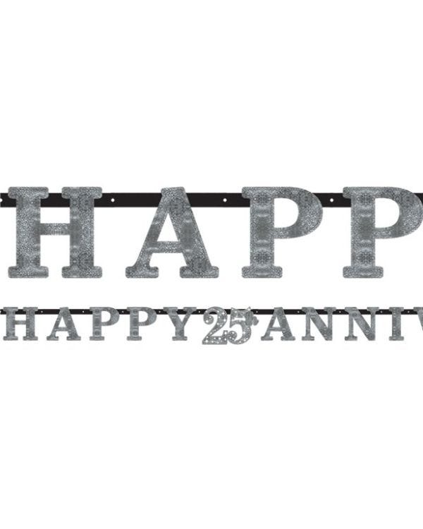 25th Silver Sparkling Wedding Anniversary Letter Banner