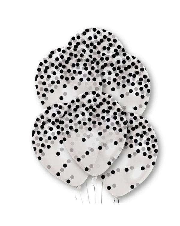 Black Confetti Printed Latex Balloons - 11&quot; (6pk)