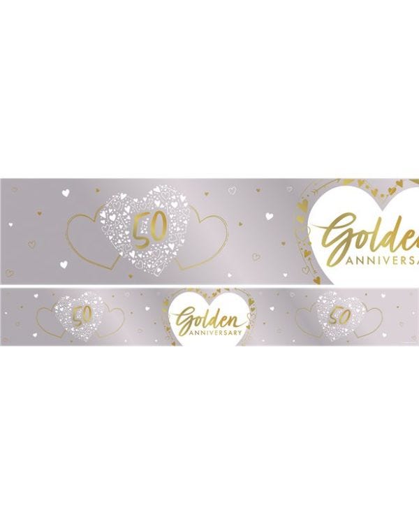 50th Golden Wedding Anniversary Foil Banner - 2.74m