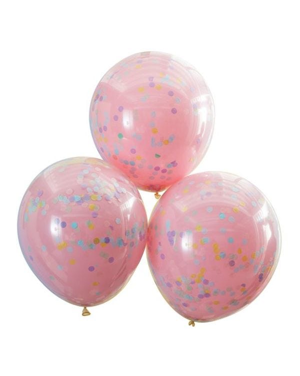 Double Layered Pastel Confetti Latex Balloons - 18&quot; (3pk)