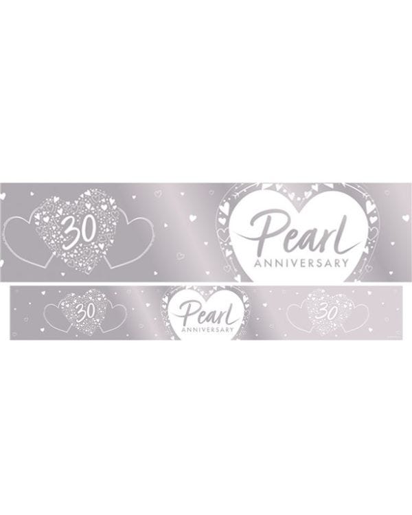 30th Pearl Wedding Anniversary Foil Banner - 2.7m