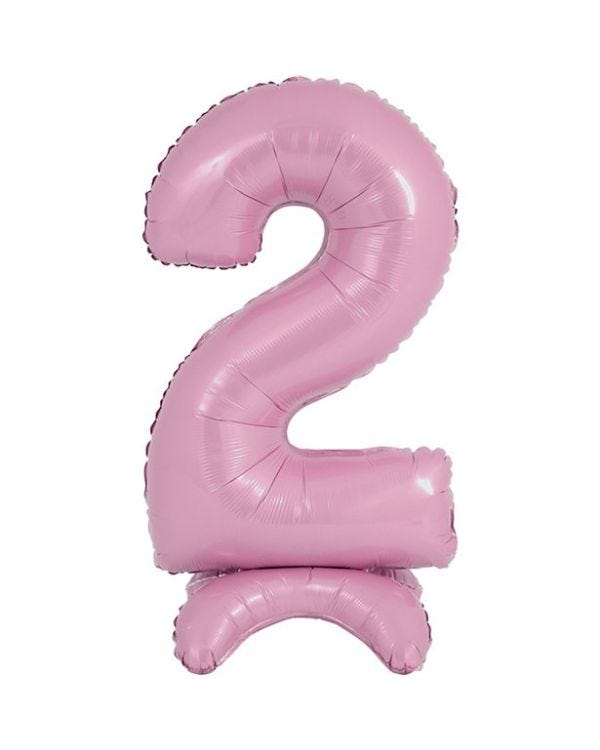 Number 2 Standing Pastel Pink Balloon - 25&quot; Foil