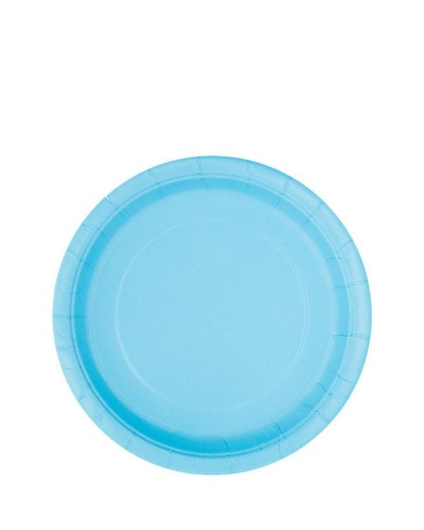 Baby Blue Paper Dessert Plates - 18cm (8pk)