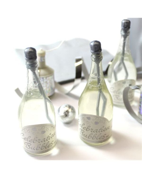 Silver Champagne Wedding Bubbles - 32ml (24pk)