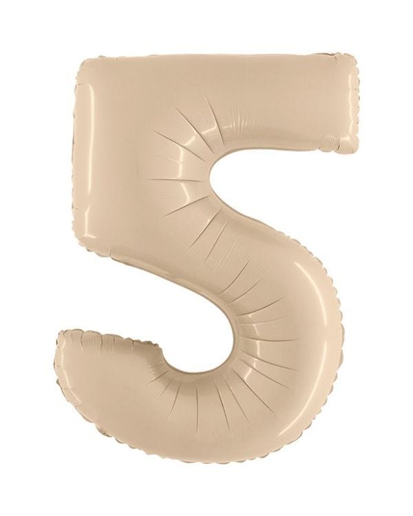 Number 5 Satin Cream Foil Balloon - 40&quot;