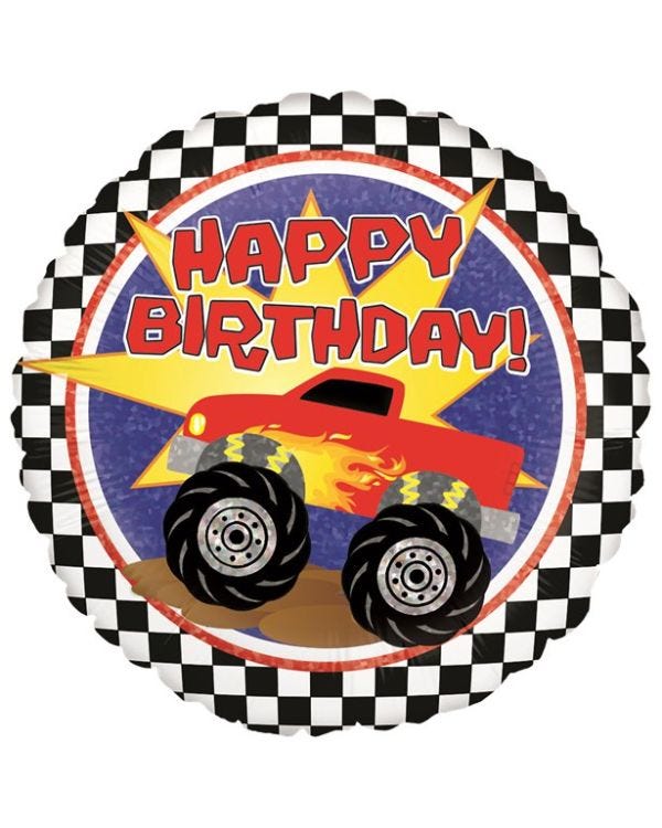 Holographic Monster Truck Birthday Balloon - 18&quot; Foil