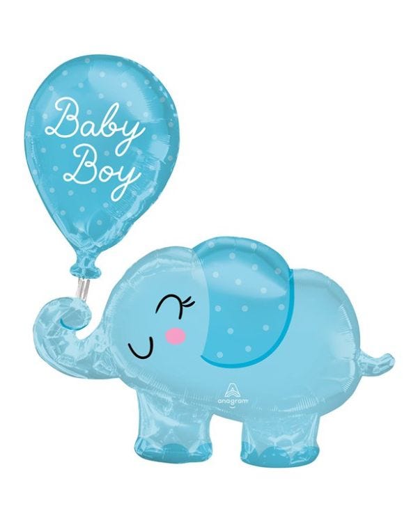 Baby Boy Blue Elephant Giant Foil Balloon - 31&quot;