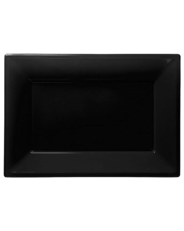 Black Plastic Serving Platters - 23cm x 32cm (3pk)