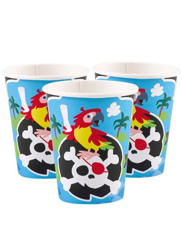 Captain Pirate Paper Cups - 250ml (8pk)