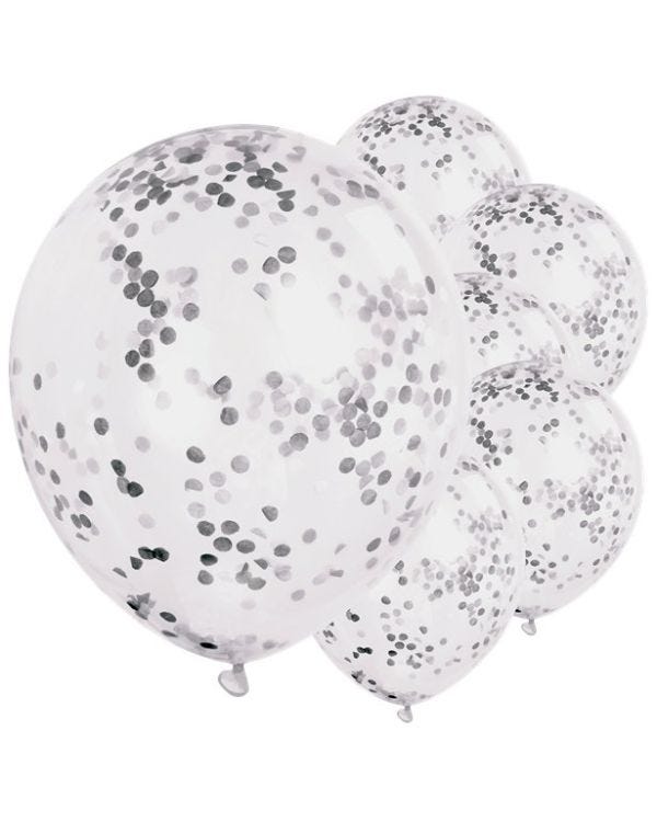 Silver Confetti Balloons - 12&quot; Latex (6pk)