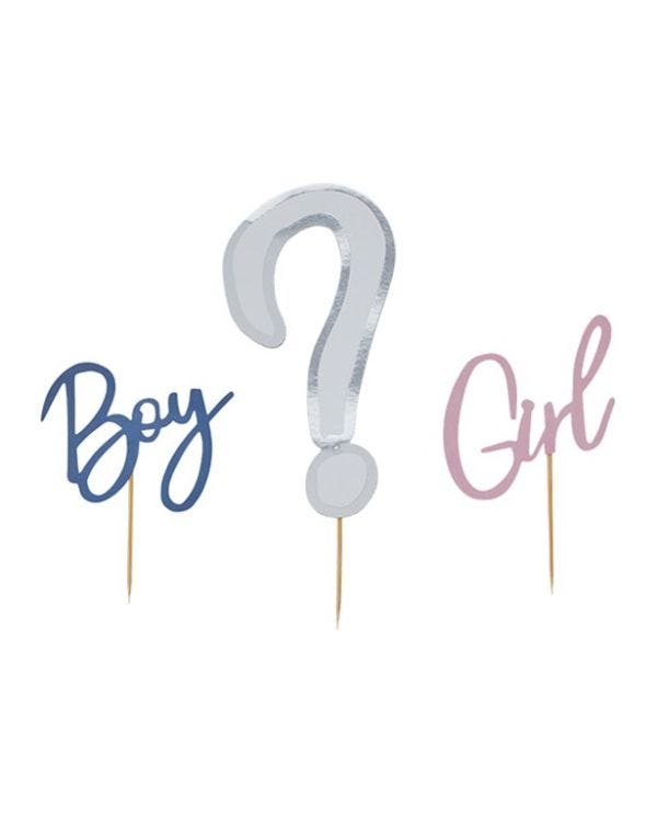 Gender Reveal Cake Topper Set (3pk)