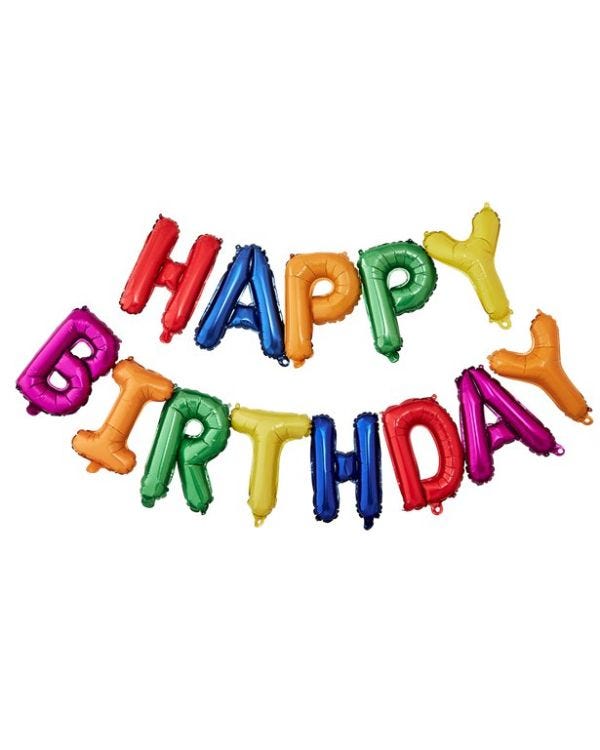 Rainbow Happy Birthday Bunting Balloons