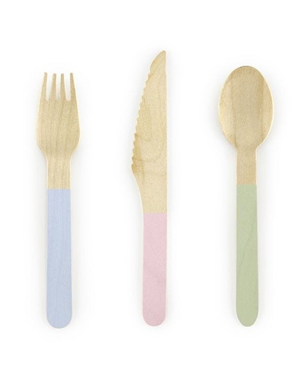 Pastel Mix Wooden Cutlery Set - 18pk (18pk)