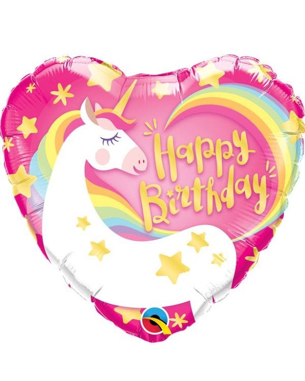 Happy Birthday Unicorn Heart Foil Balloon - 18&quot; Balloon