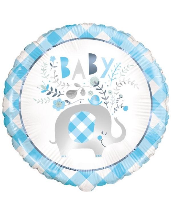 Blue Floral Elephant Foil Balloon - 18&quot;