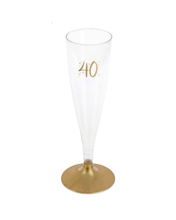 40th Gold Champagne Flutes - 140ml (6pk)